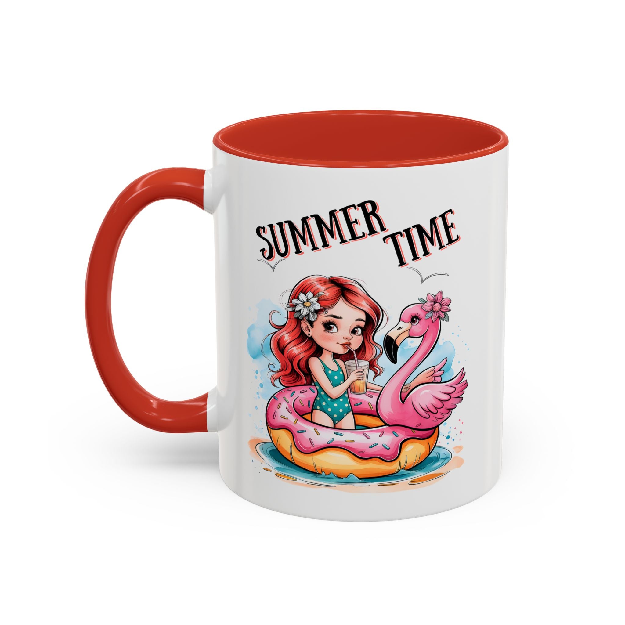 Summer Time Accent Coffee Mug - 11oz & 15oz funny cute girl floating