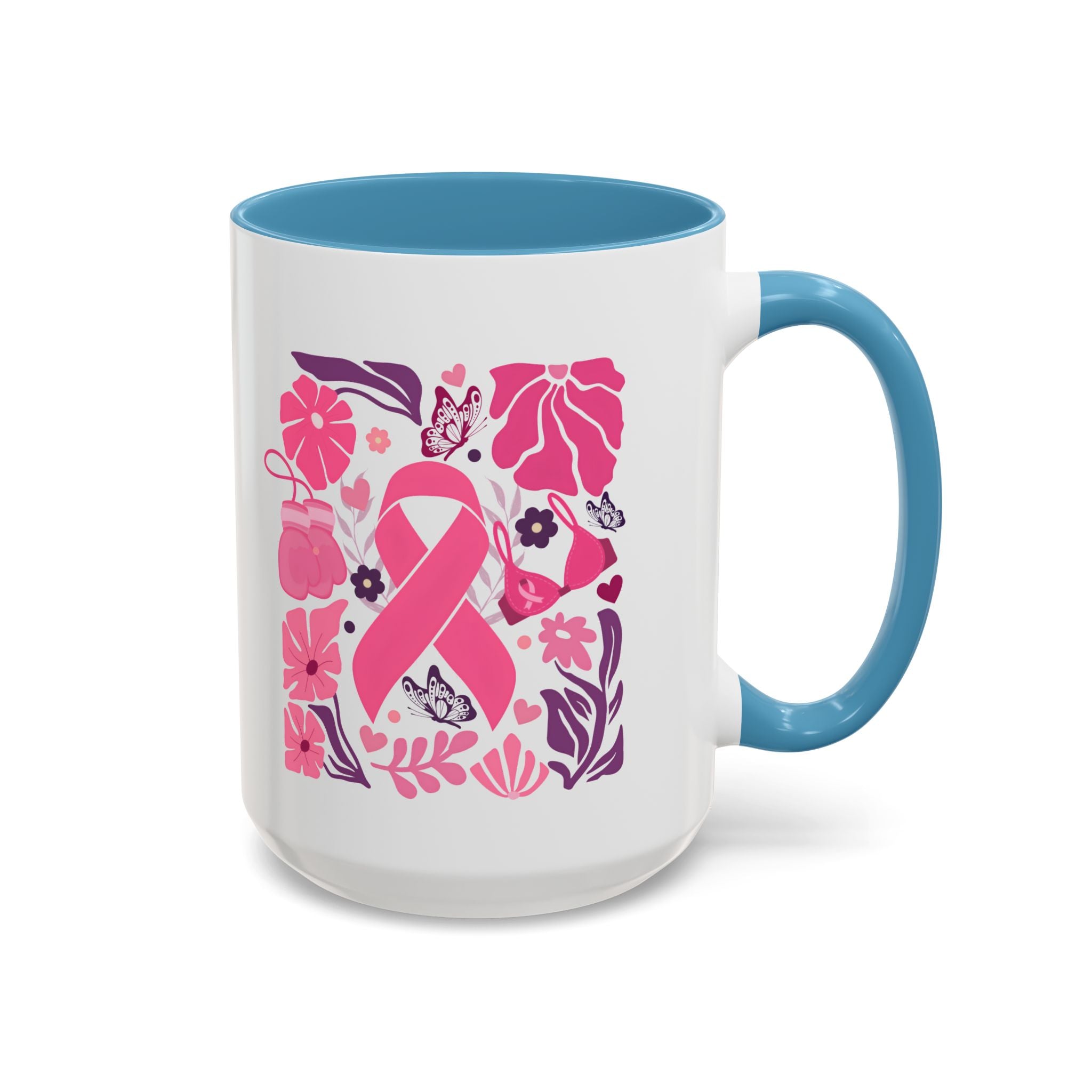 Pink Floral Awareness Coffee Mug, Breast Cancer Awareness Mug, Gift for Her, Supportive Drinkware, Motivational Mug