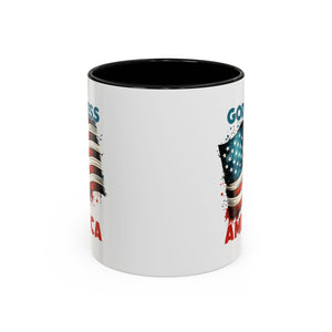 Americana Accent Coffee Mug - God Bless America Design (11oz, 15oz) USA flag