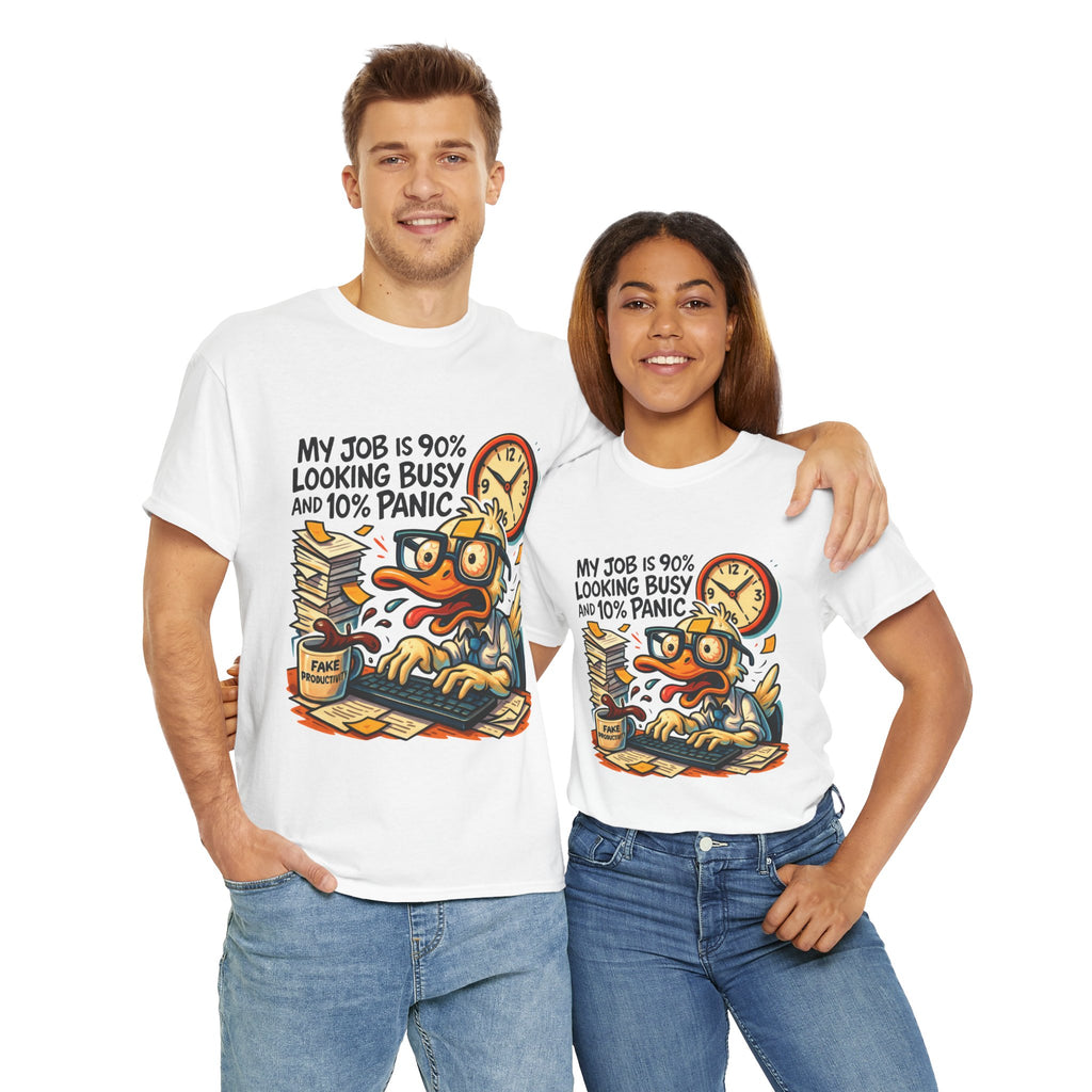 Humorous Work Tee: My Job is 90% Looking Busy, Fun Office Shirt, Gift for Coworkers, Unisex Tee, Casual Wear, Funny Job Humor