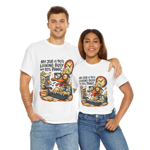 Humorous Work Tee: My Job is 90% Looking Busy, Fun Office Shirt, Gift for Coworkers, Unisex Tee, Casual Wear, Funny Job Humor