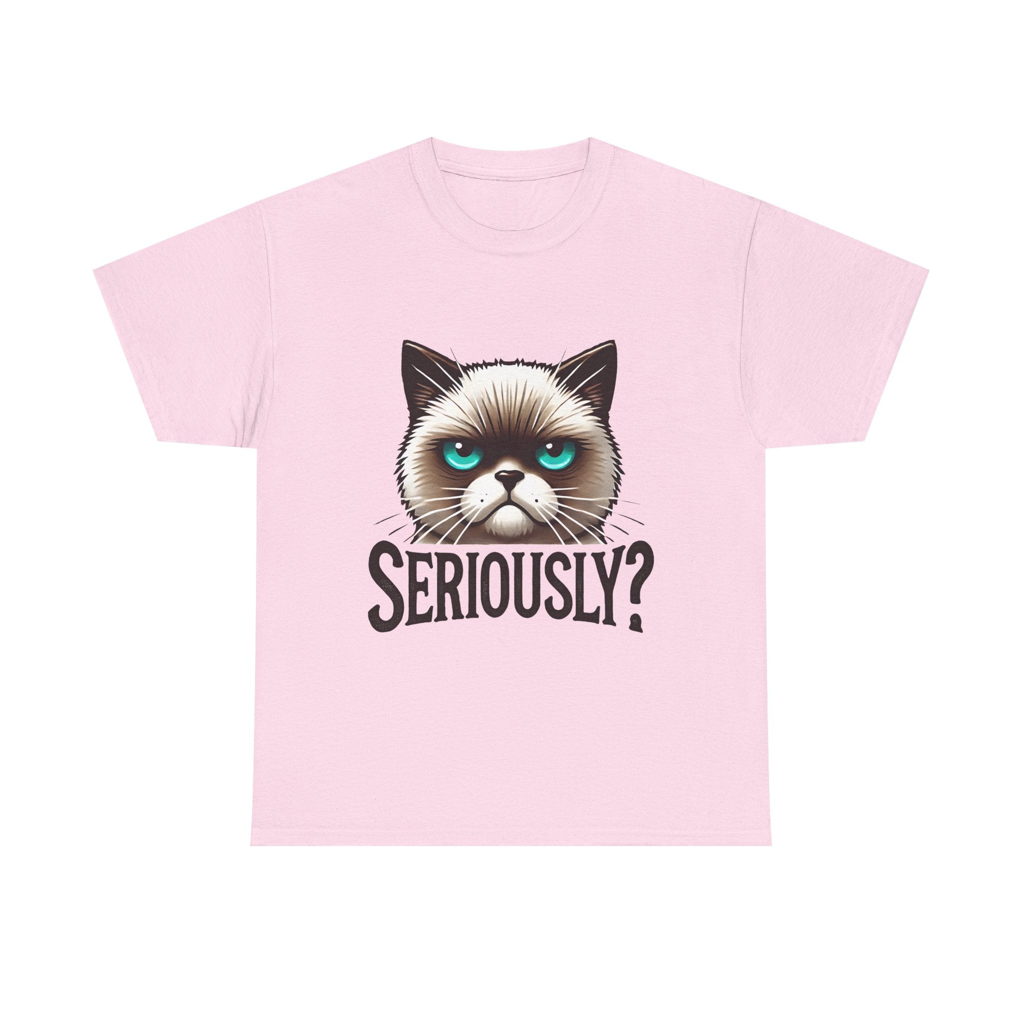 Funny Cat Graphic Tee - 'Seriously?' Unisex Heavy Cotton Shirt