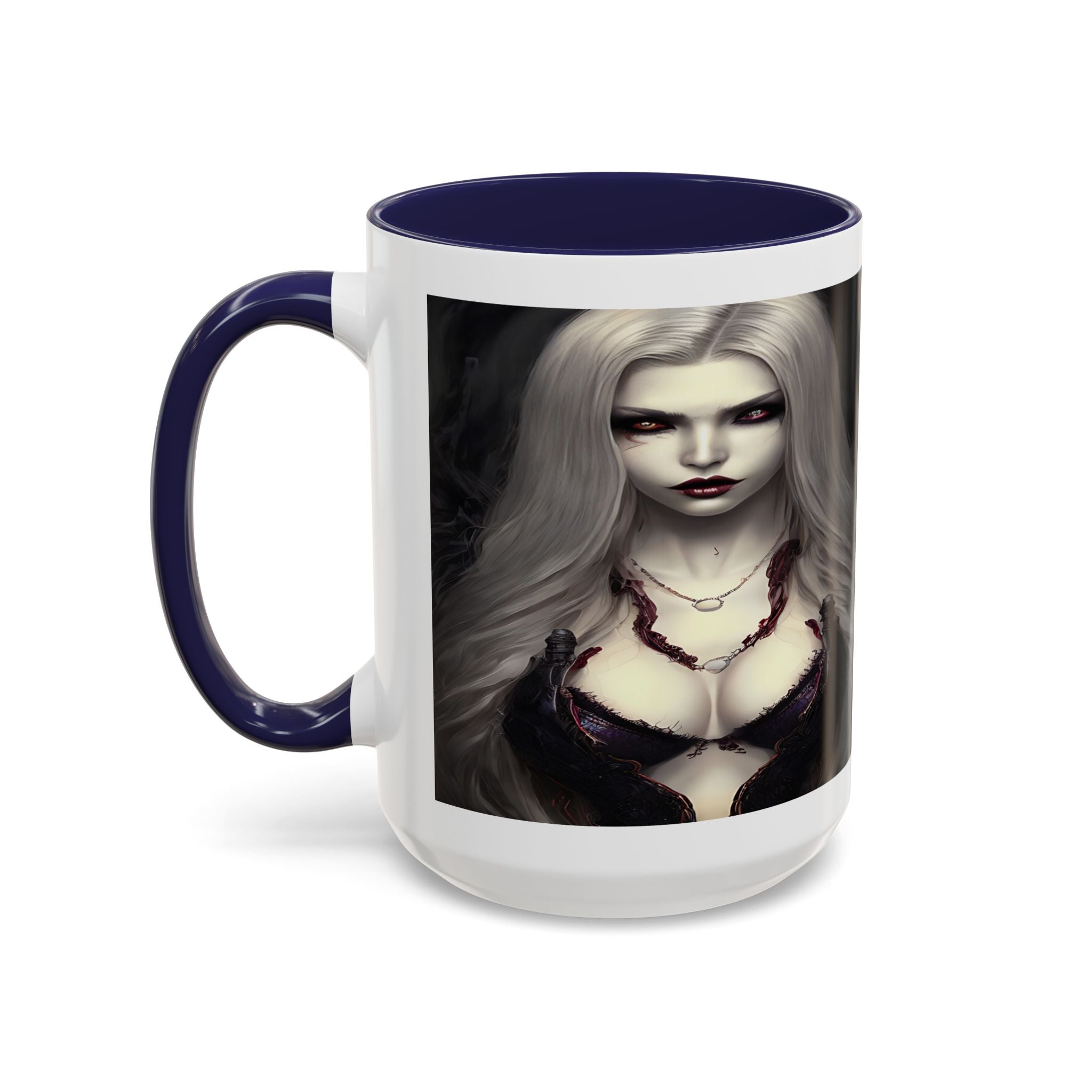sexy busty woman vampire Gothic Fantasy Coffee Mug - 11oz & 15oz horror art