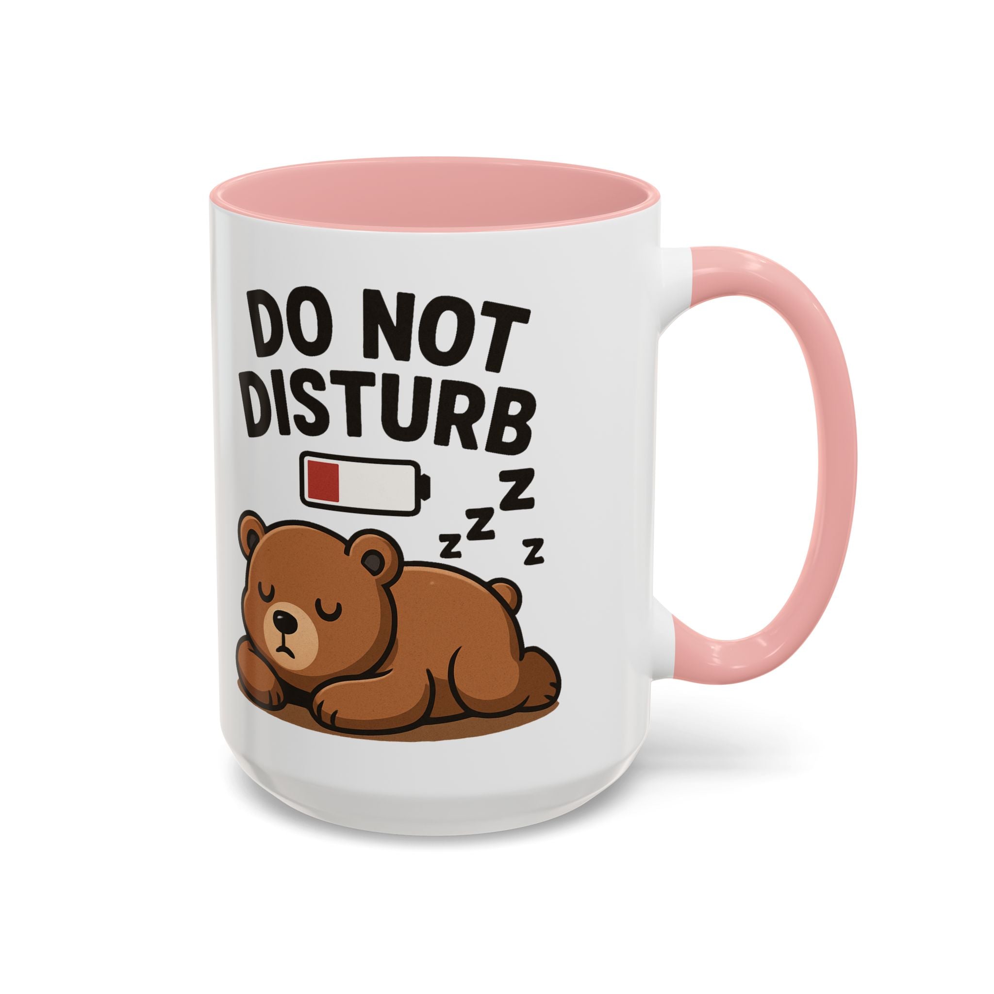 Do Not Disturb Bear Coffee Mug – Low Battery Cute Sleeping Bear Accent Mug (11/15oz)