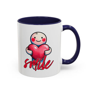 Smiling Heart Accent Coffee Mug - 11oz & 15oz | Cute Gift for Friends & Family