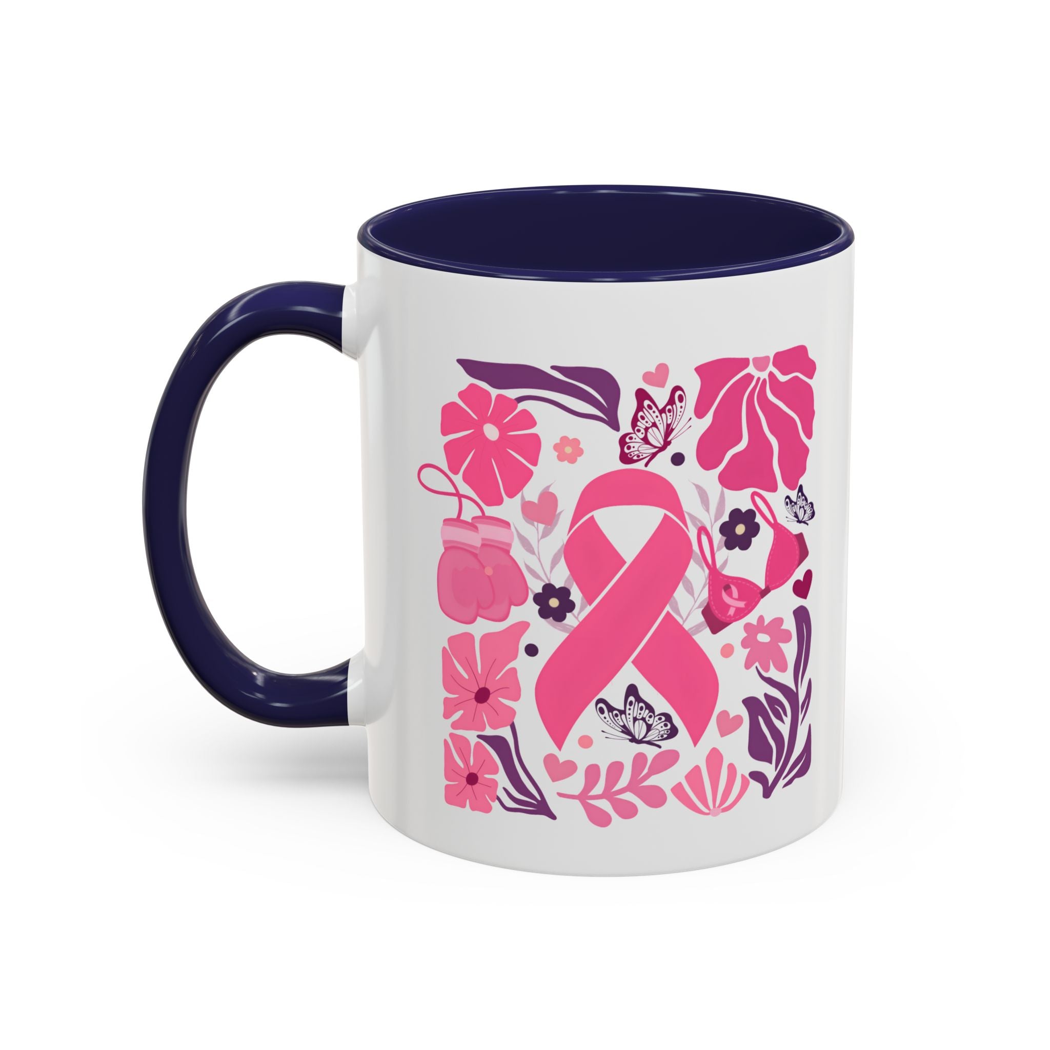 Pink Floral Awareness Coffee Mug, Breast Cancer Awareness Mug, Gift for Her, Supportive Drinkware, Motivational Mug