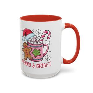 Festive Gingerbread Coffee Mug, Christmas Gift, Holiday Coffee Cup, Merry & Bright Mug, Winter Mug, Hot Chocolate Holder