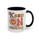 Keep Smiling Floral Coffee Mug - Cheerful 11 & 15oz Accent Mug for Daily Motivation