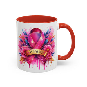 Inspirational Warrior Coffee Mug - Floral Design, Encouragement Gift, Cancer Awareness, Motivational Cup, Supportive Drinkware