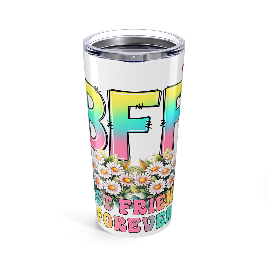 BFF Friendship Tumbler | Colorful Floral Travel Mug, Gifts for Friends, Best Friend Gift, Personalized Cup, Summer Vibes