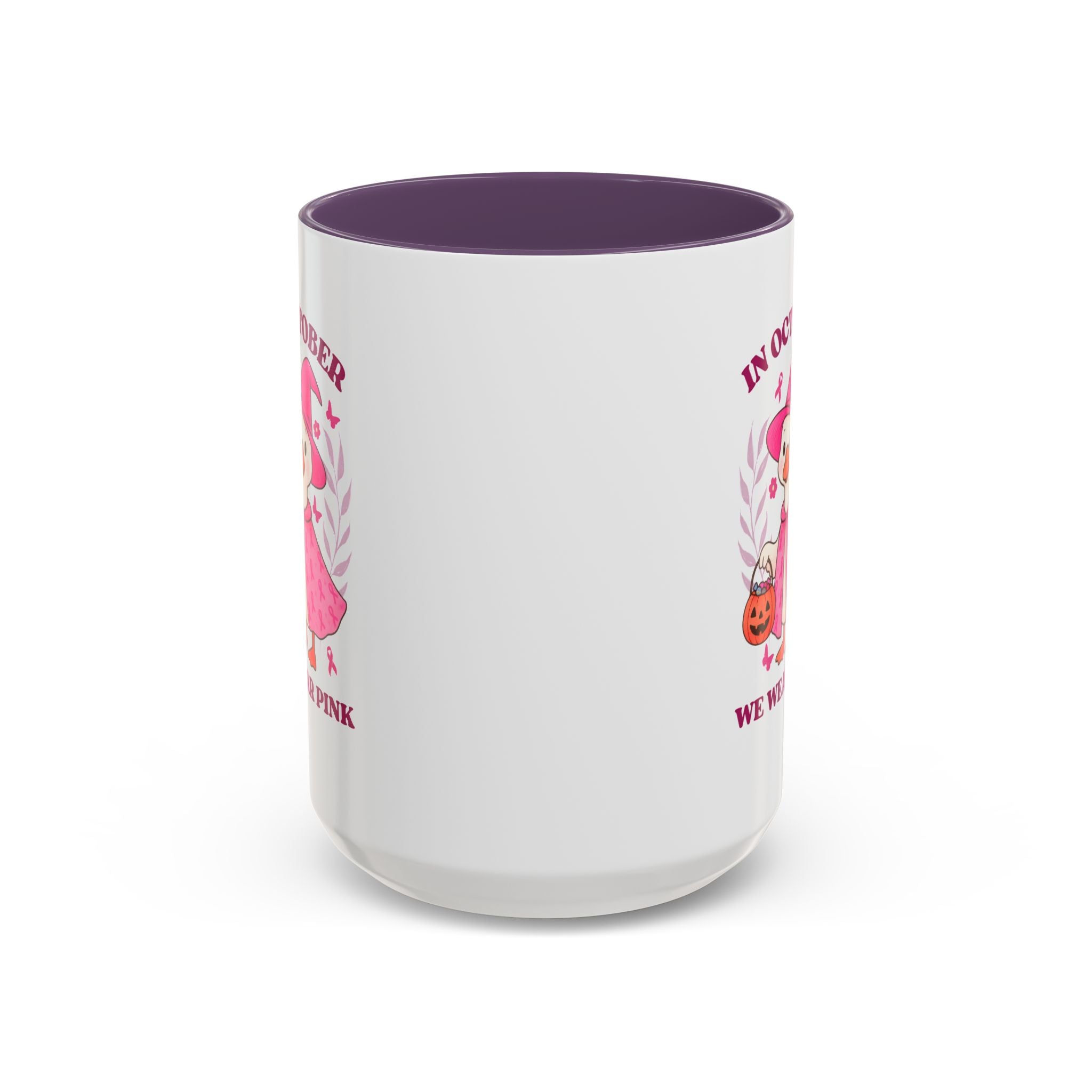 Halloween Breast Cancer Awareness Coffee Mug | October 2023 Gift, Pink Ribbon Mug, Spooky Coffee Cup, Cute Duck Mug, Fall Decor