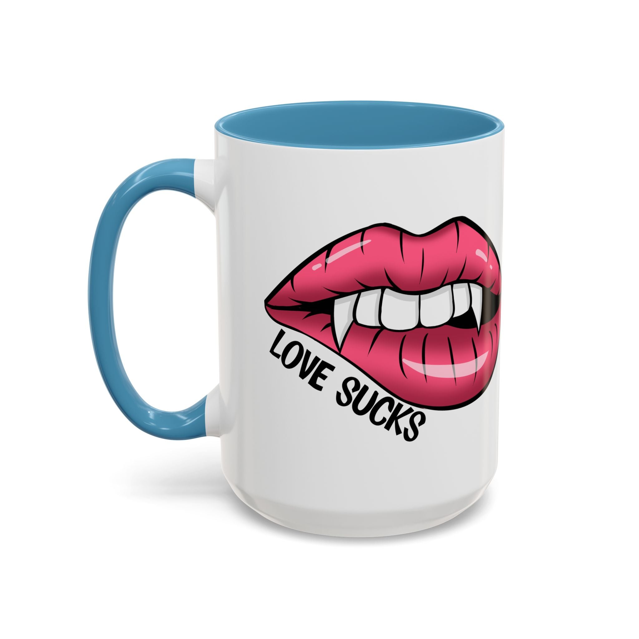 anti valentine Accent Coffee Mug - 'Love Sucks' Vampire Lips Coffee Mug