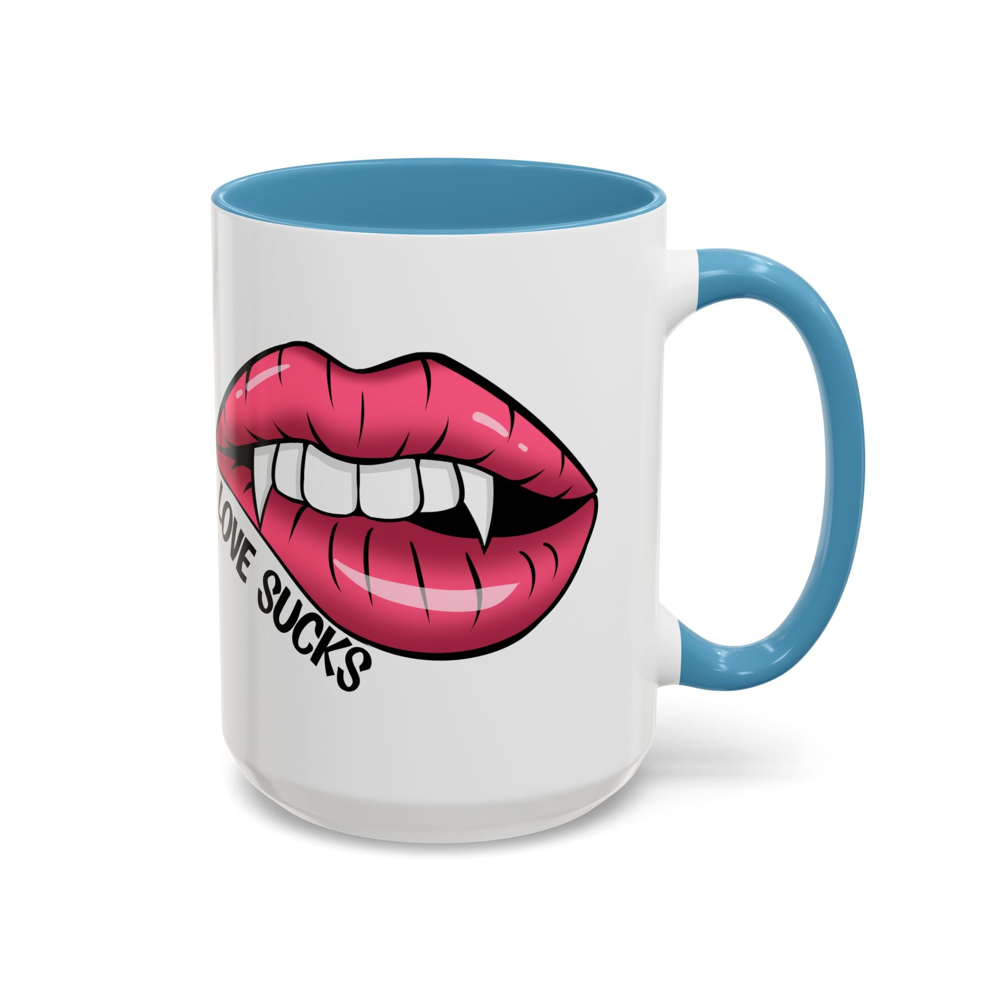anti valentine Accent Coffee Mug - 'Love Sucks' Vampire Lips Coffee Mug