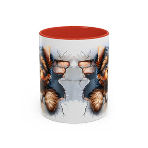 Cute Dog Peeking Coffee Mug, Pet Lover Gift, Yorkshire Terrier Mug, Animal Lover Coffee Cup, Dog-Themed Drinkware, Doggie Mug