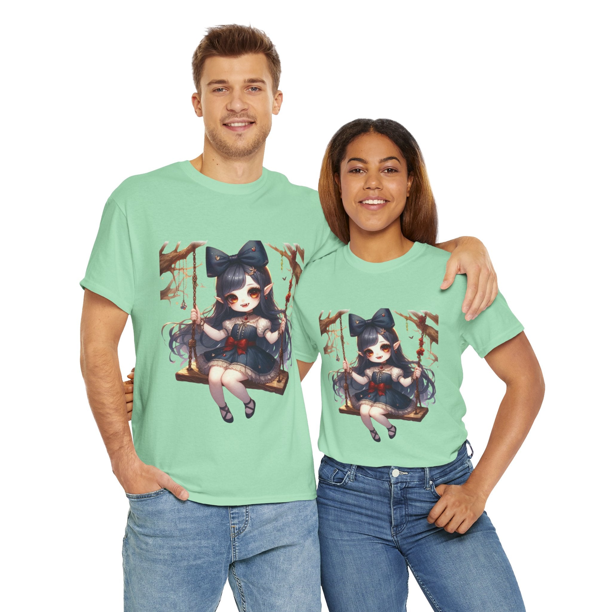 vampire girl on a swing horror Unisex Heavy Cotton Tee men women halloween #23