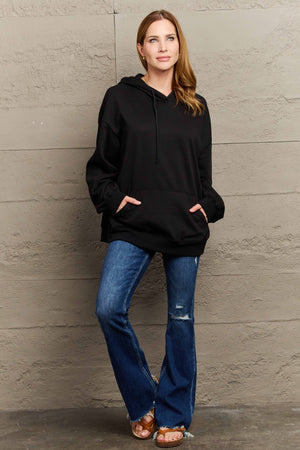 Full Size Long Sleeve Dropped Shoulder Hoodie