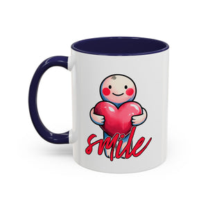 Smiling Heart Accent Coffee Mug - 11oz & 15oz | Cute Gift for Friends & Family