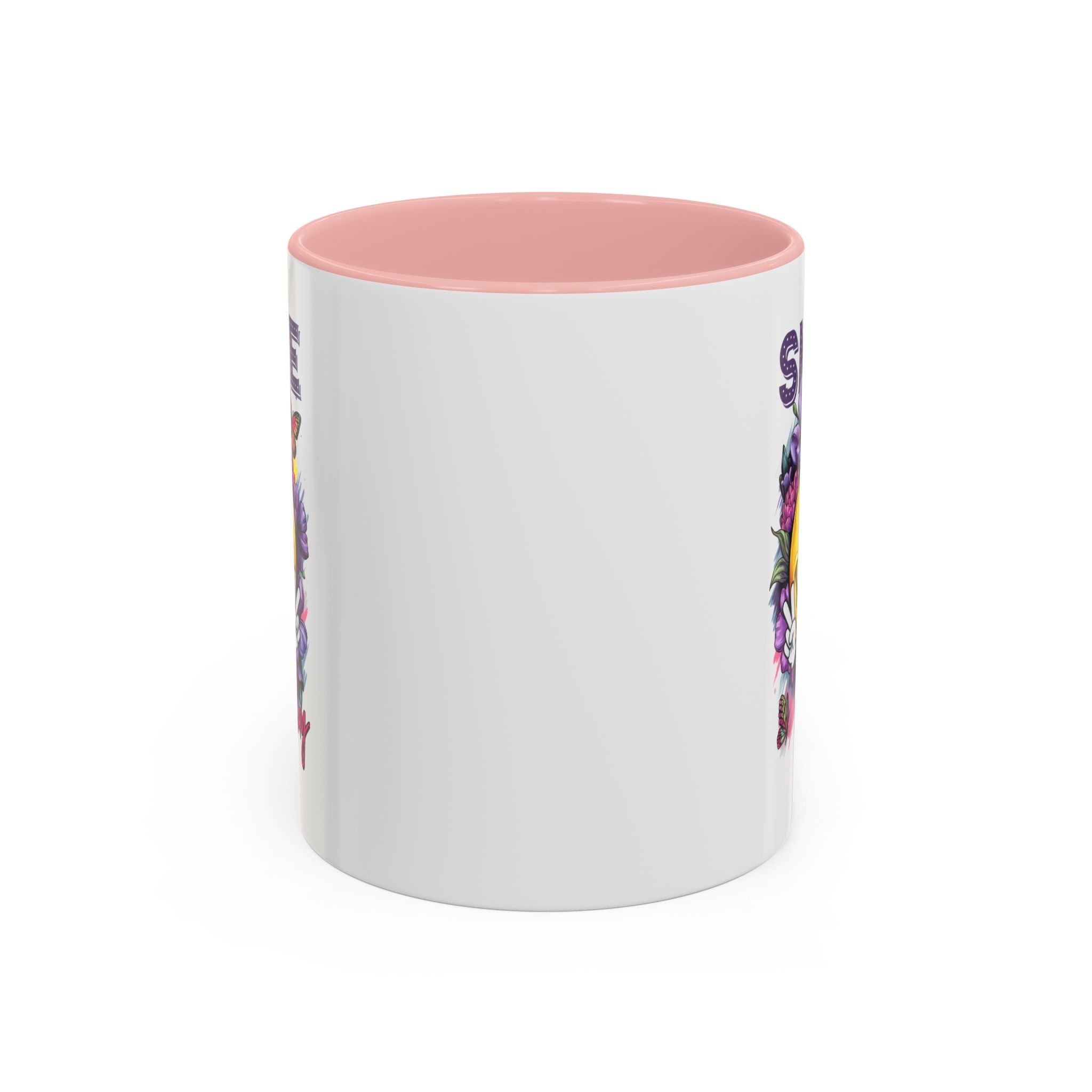 Smile Stay Accent Coffee Mug - Vibrant Floral Design for Positive Vibes