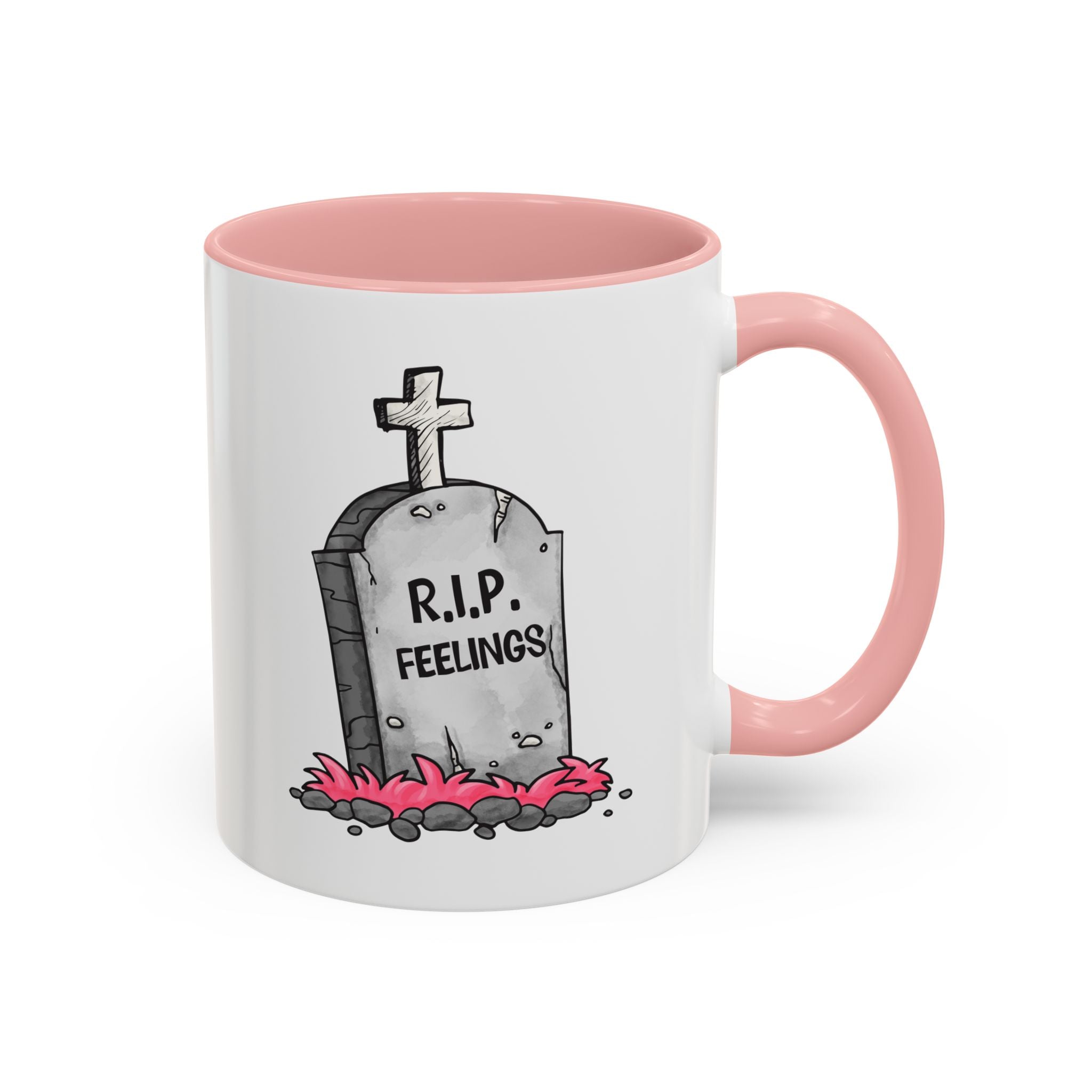 Coffee Mug — RIP Feelings Tombstone Accent Mug anti valentine