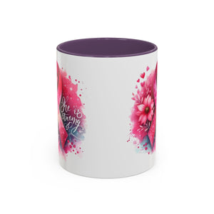 Breast Cancer Awareness Coffee Mug - Inspirational Gift, Motivational Drinkware, Supportive Cup, Pink Ribbon Design, She Is Strong