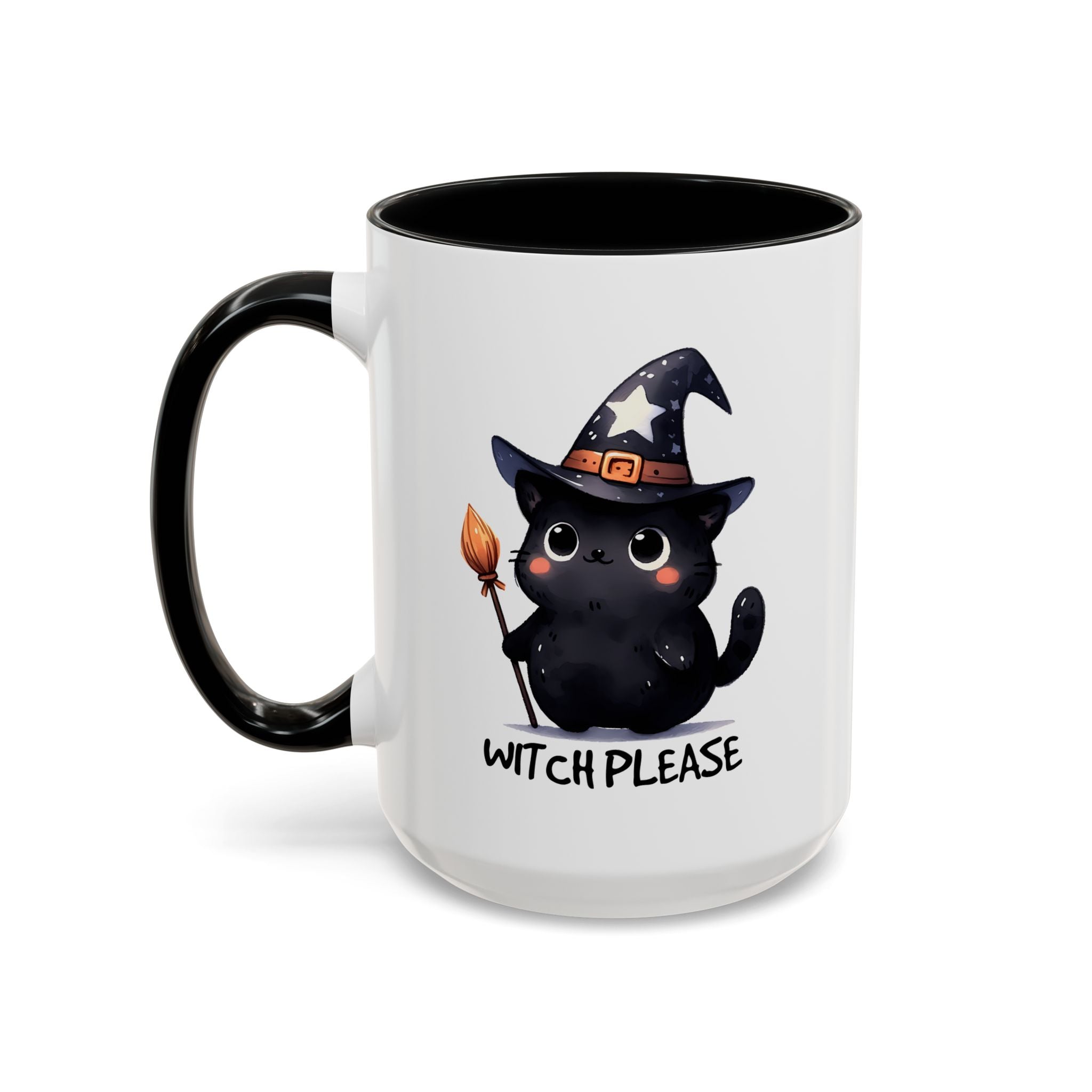 Cute Witch Cat Coffee Mug - Perfect for Halloween, Cat Lover Gift, Witch Please Design, Black Cat Mug, Cozy Drinkware