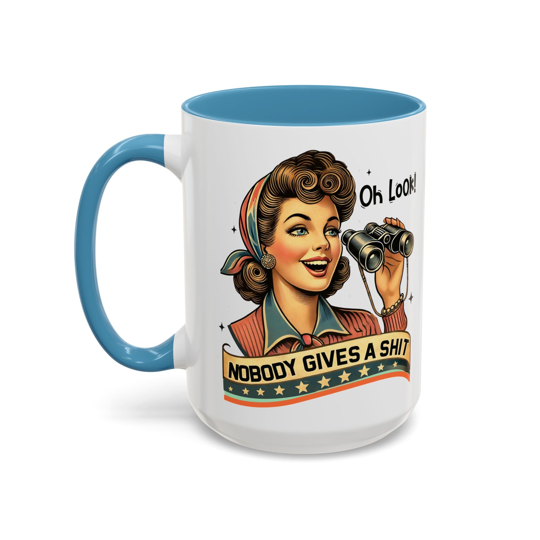 Nobody Gives a Shit Retro Coffee Mug — Funny Vintage Pin-Up Accent Mug (11/15oz)