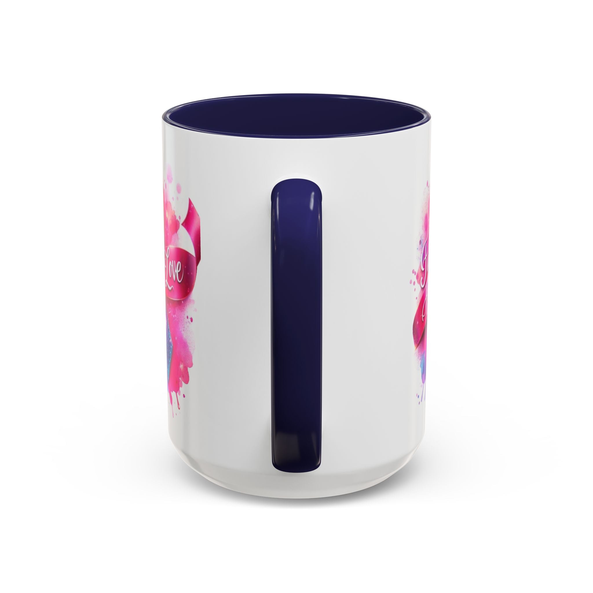 Inspirational Ribbon Coffee Mug - Faith, Hope, Love, Support, Gift for Cancer Awareness, Breast Cancer, Encouragement, Motivational