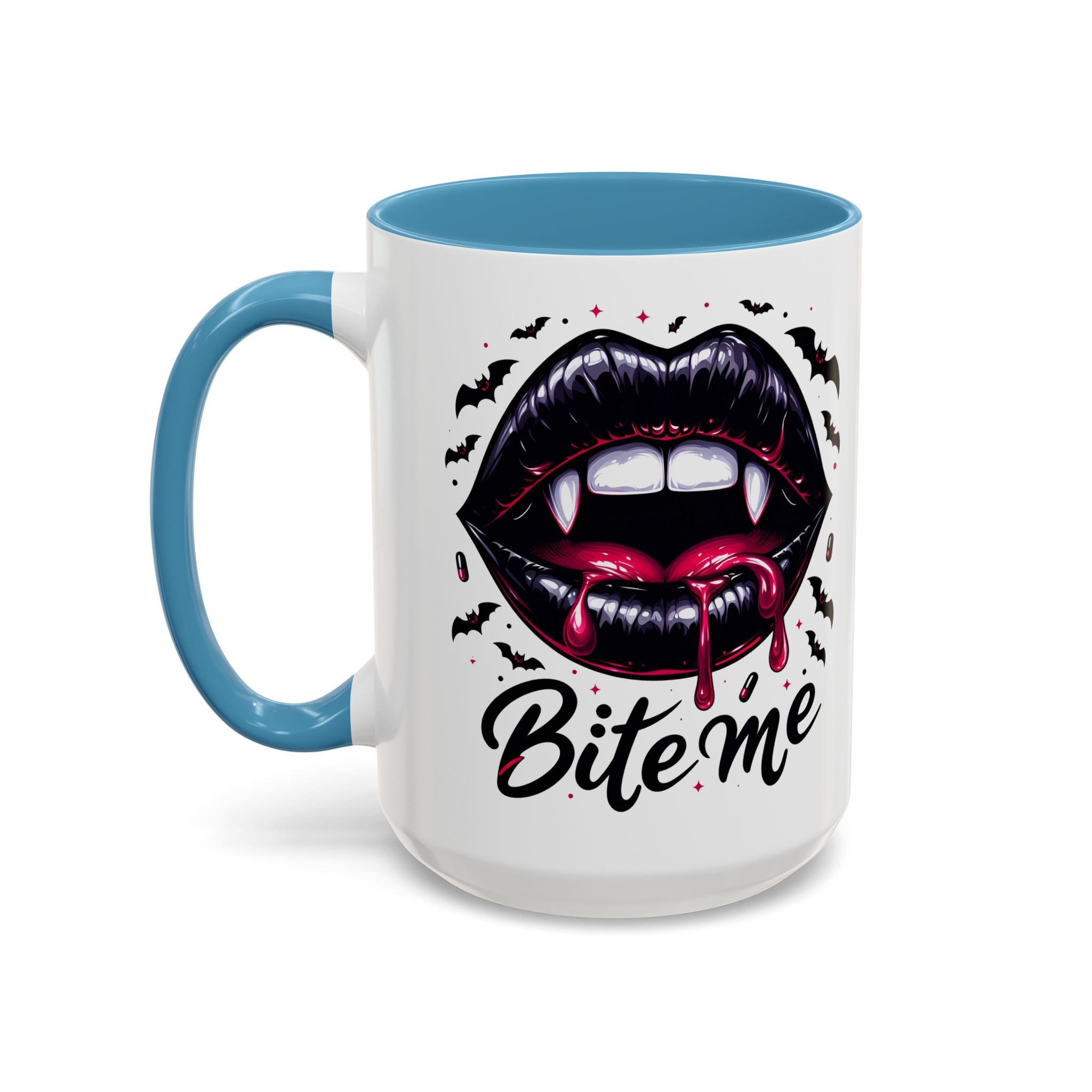Vampire Themed Coffee Mug - "Bite Me"  halloween bats horror art cup