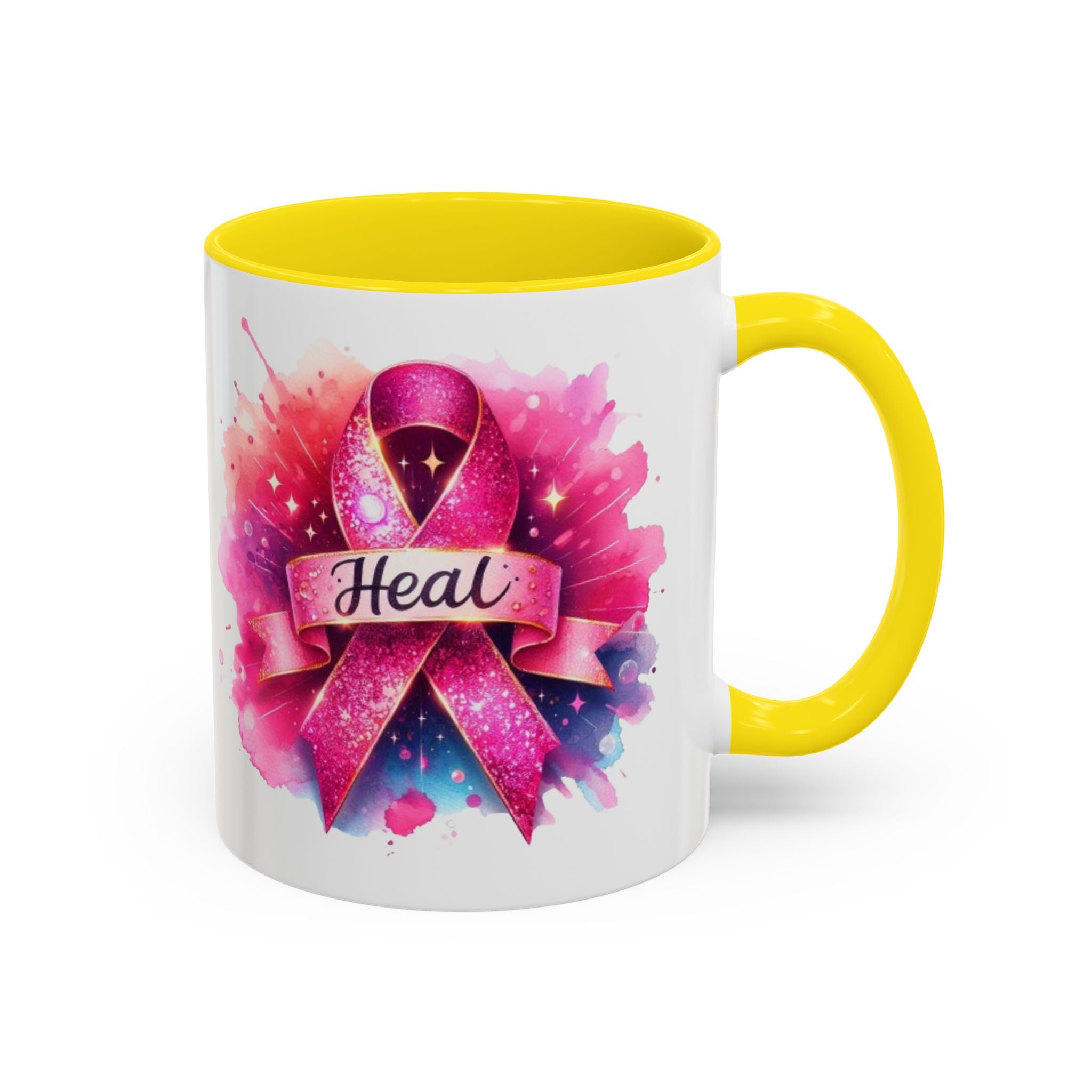 cancer awareness Inspirational Coffee Mug, Healing Ribbon Mug, Gift for Cancer Survivors, Motivational Drinkware, Support