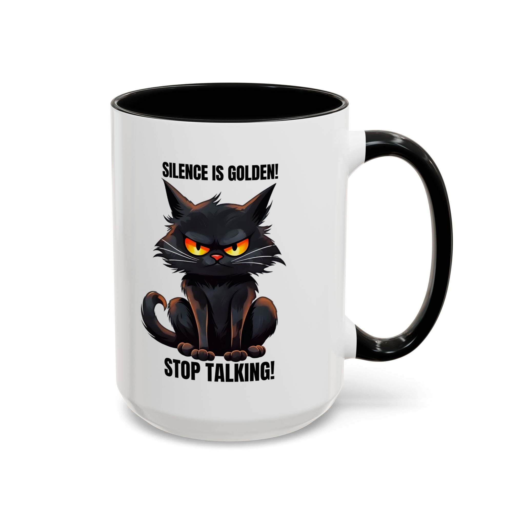 Funny Cat Mug | Silence Is Golden Coffee Cup | Gift for Cat Lovers | Humorous Kitchenware | Ceramic Teacup | Unique Animal Gifts