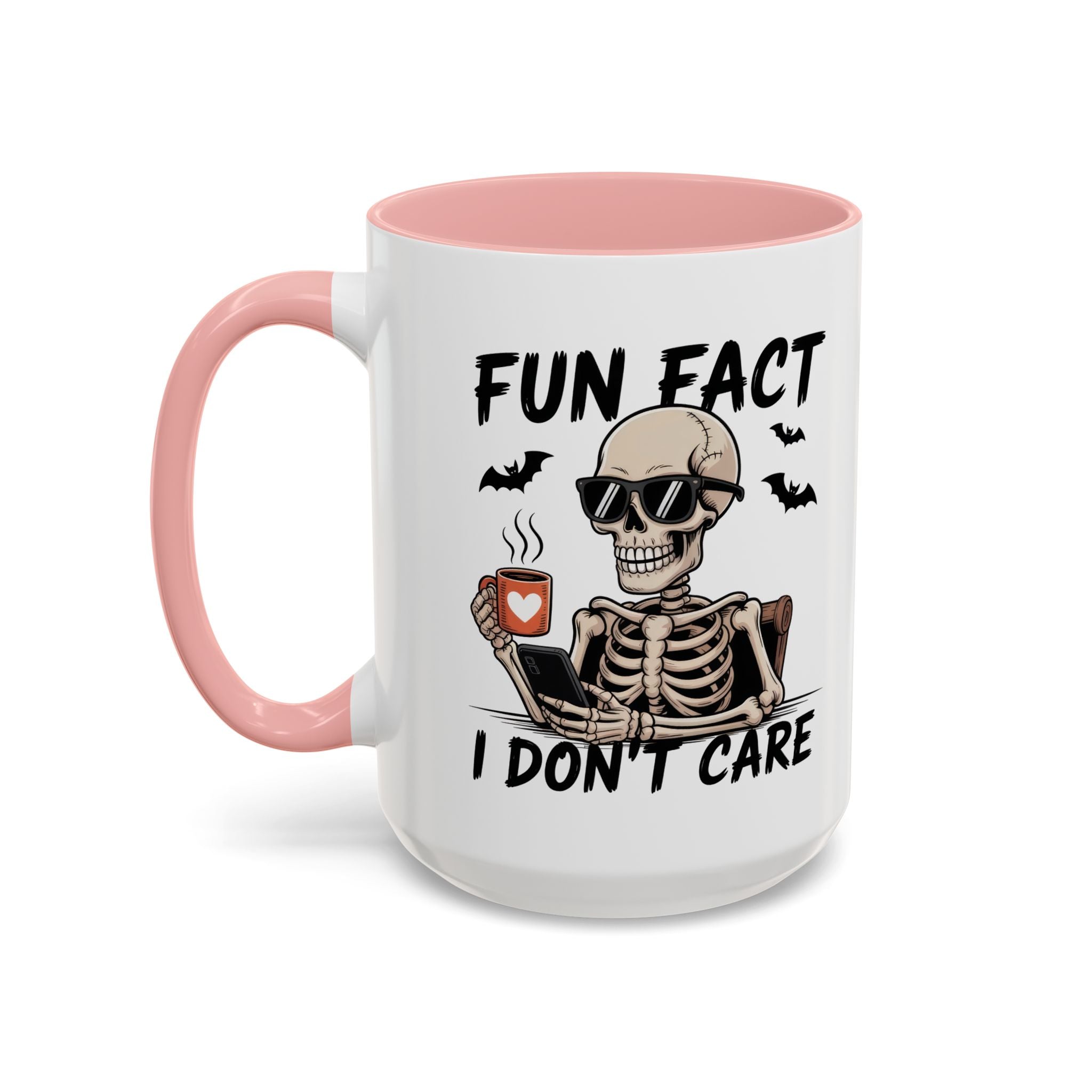Fun Fact I Don’t Care Skull Coffee Mug — Halloween Accent Coffee Cup (11/15oz)