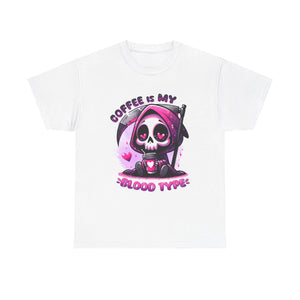 grim reaper coffee is my blood type Unisex Heavy Cotton Tee by the x m world