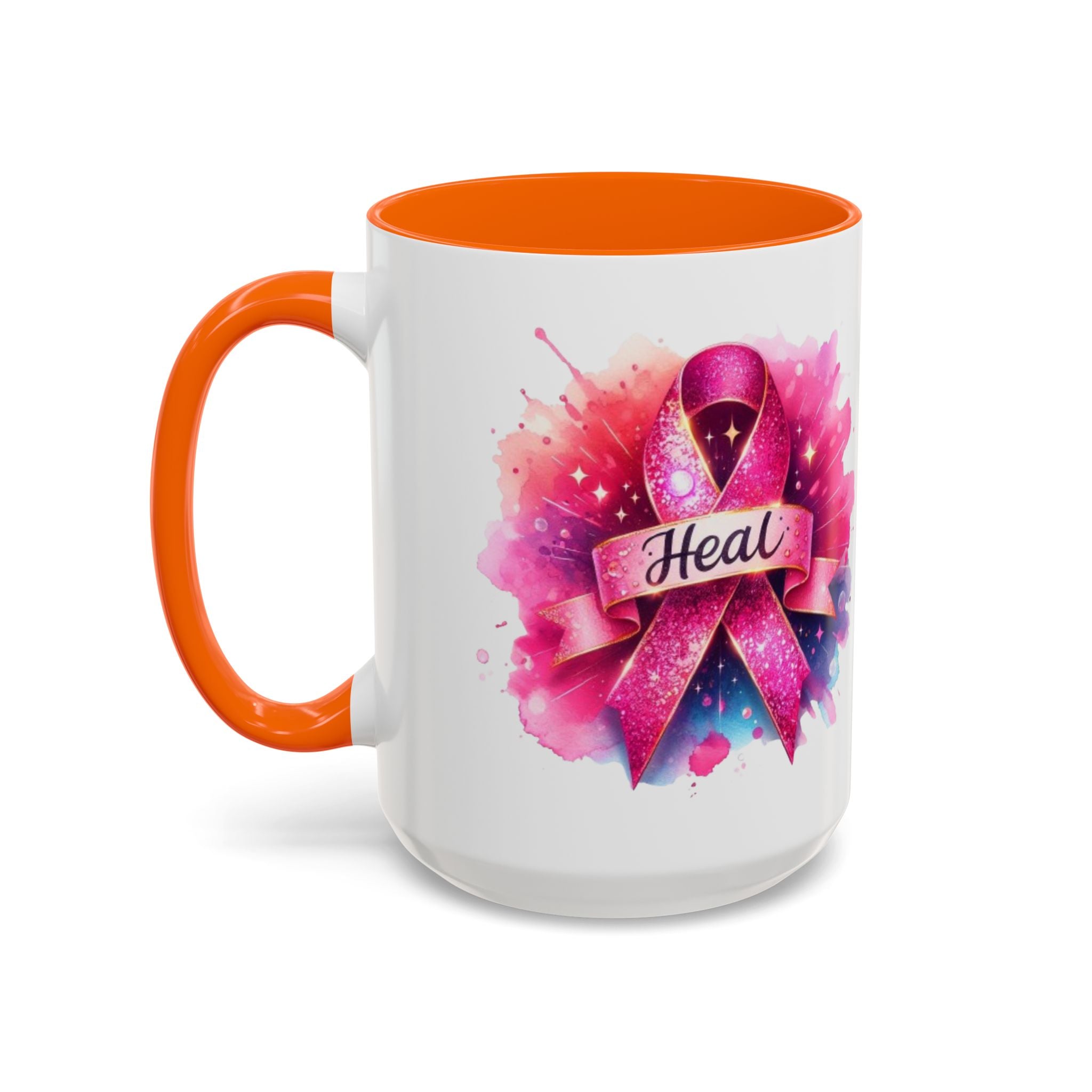 cancer awareness Inspirational Coffee Mug, Healing Ribbon Mug, Gift for Cancer Survivors, Motivational Drinkware, Support