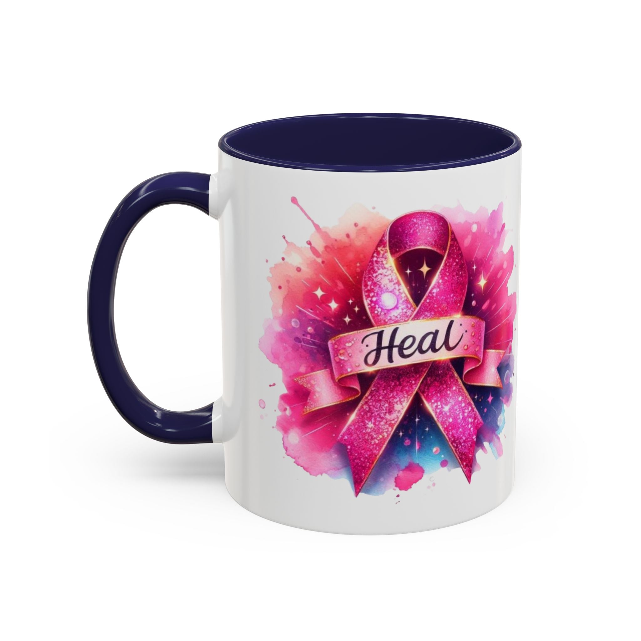 cancer awareness Inspirational Coffee Mug, Healing Ribbon Mug, Gift for Cancer Survivors, Motivational Drinkware, Support