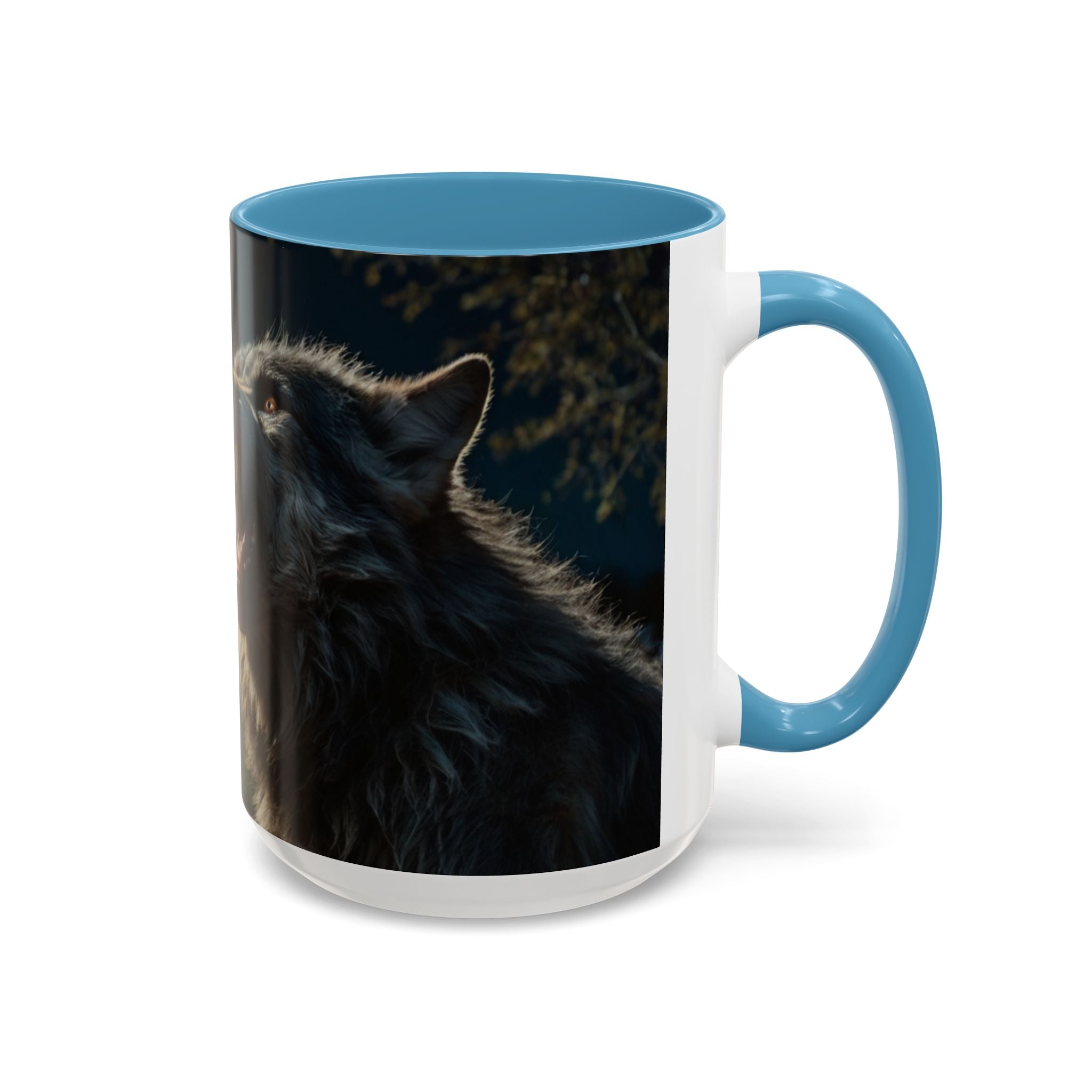 werewolf Howling Wolf Accent Coffee Mug – Gothic Cemetery Night Design (11/15oz) fantasy horror
