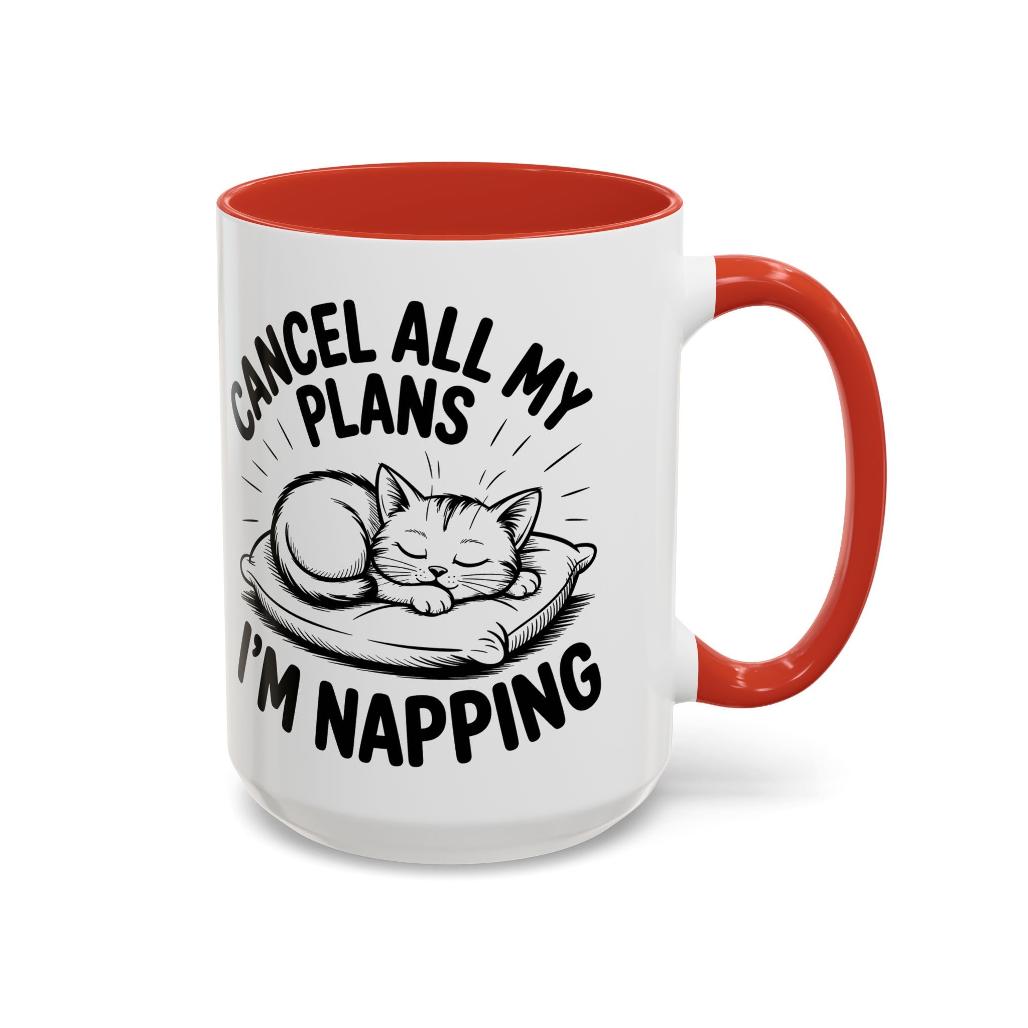Accent Coffee Mug — "Cancel All My Plans I'm Napping" Cat Sleepy Coffee Mug