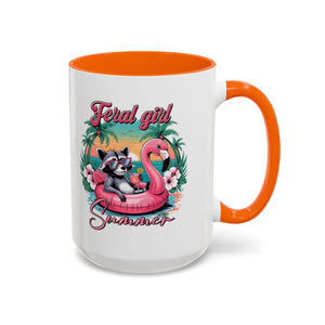 Feral Girl Summer Coffee Mug - Accent Design for Animal Lovers