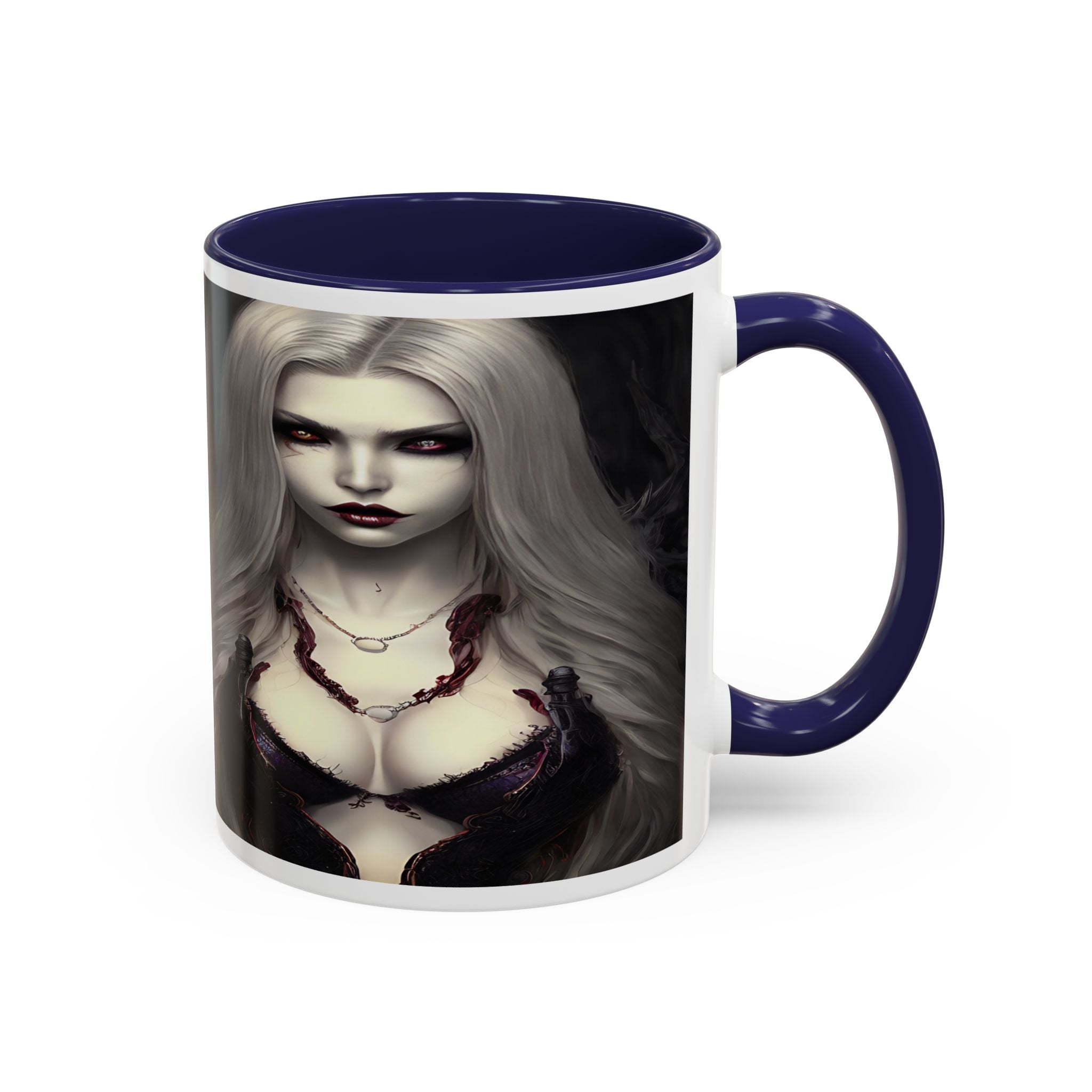 sexy busty woman vampire Gothic Fantasy Coffee Mug - 11oz & 15oz horror art