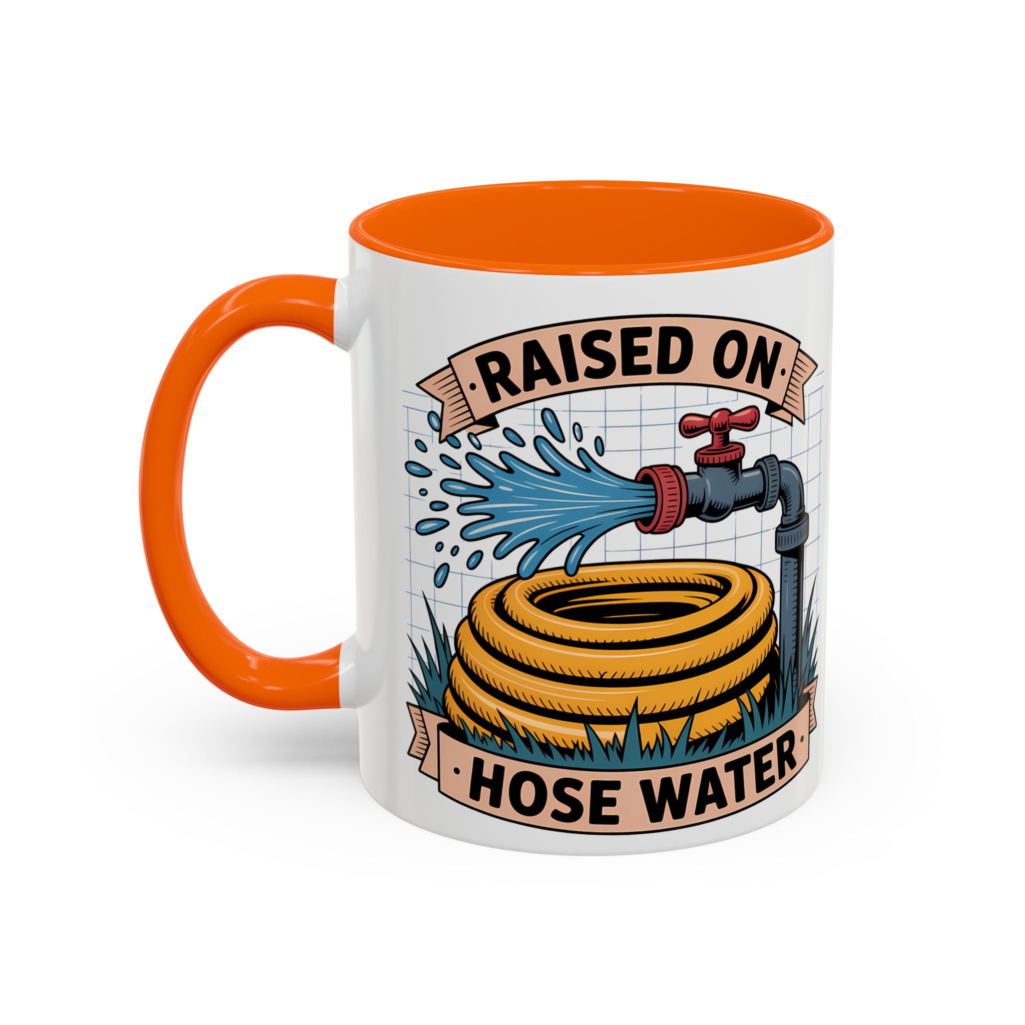Raised on Hose Water Coffee Mug — Funny Rural Country Farmhouse Tea Cup (11/15oz)