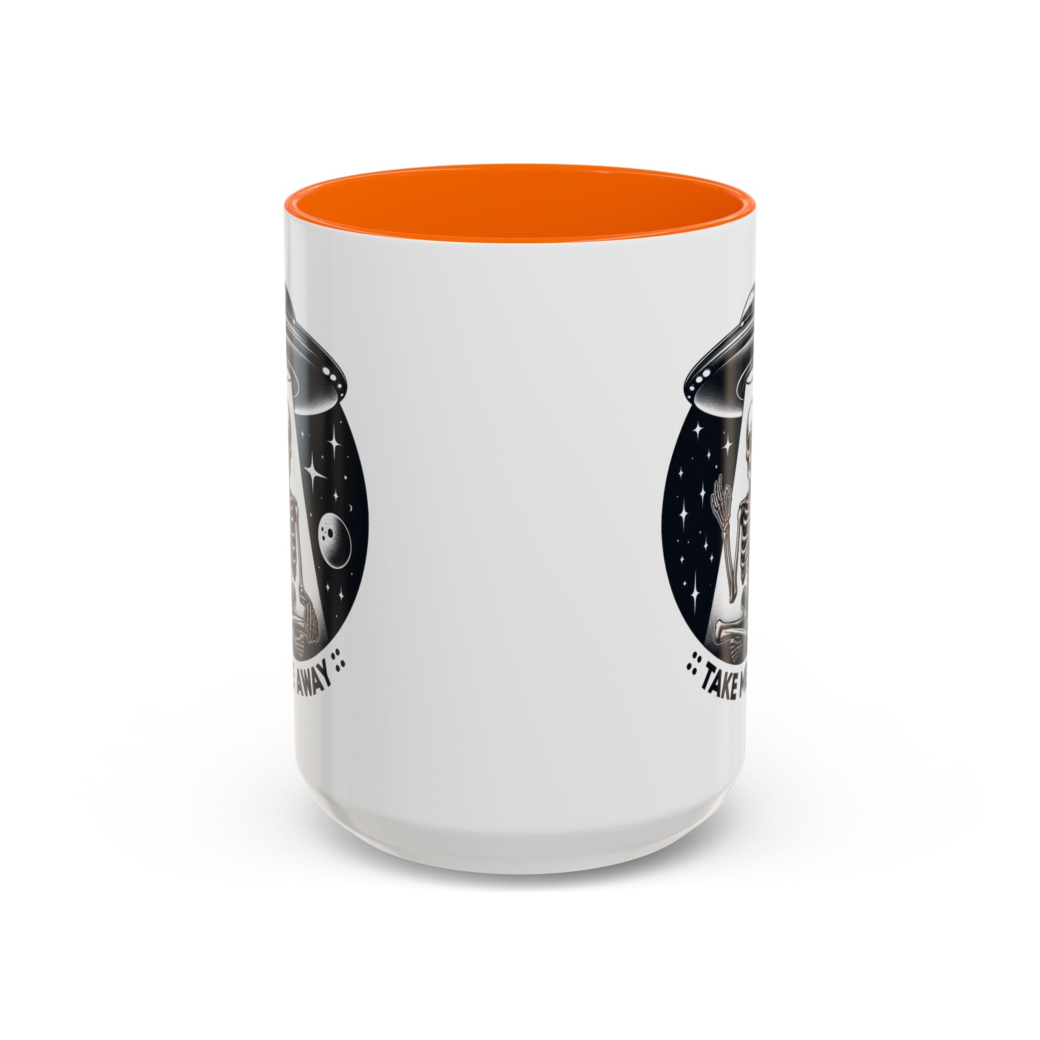 Alien-themed Coffee Mug: Take Me Away, Space Lover Gift, Skeleton Mug, Unique Drinkware for Sci-Fi Fans, Halloween Decor