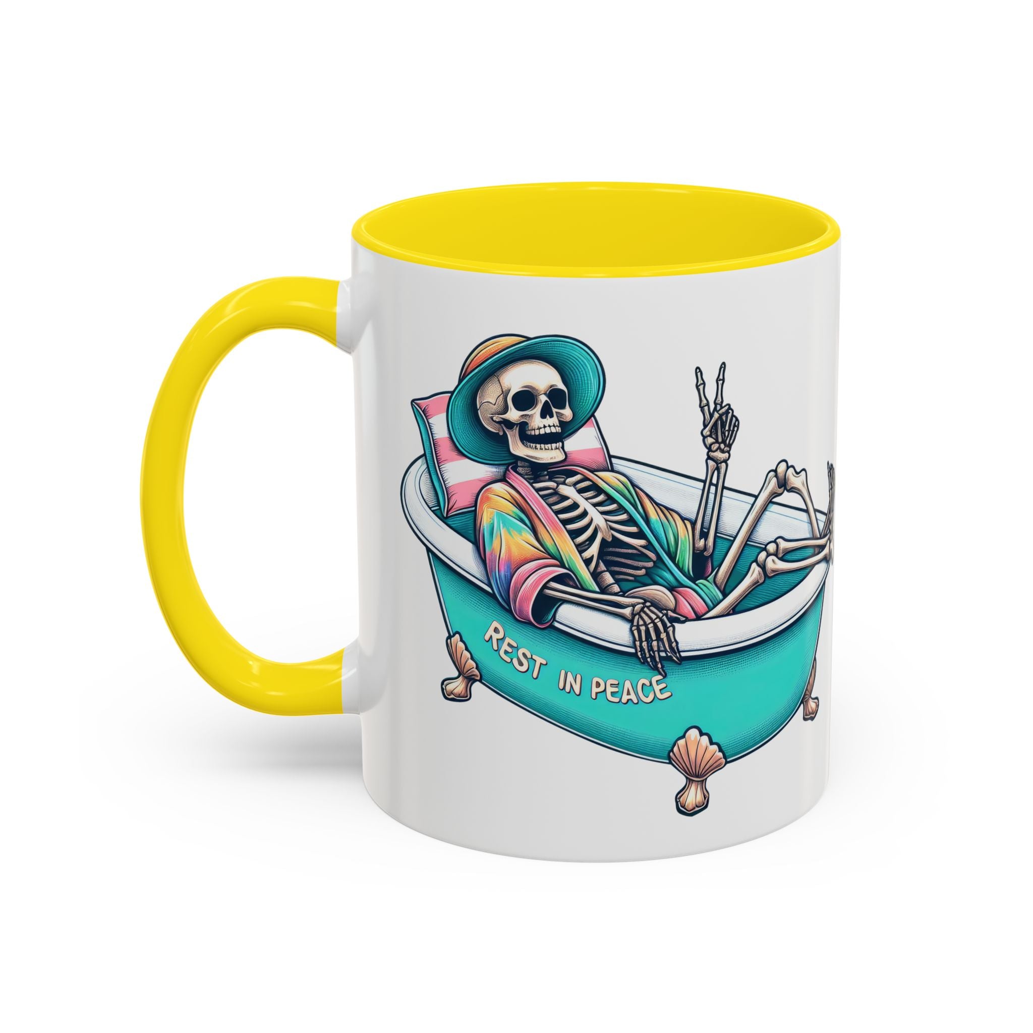 Rest in Peace Skeleton Coffee Mug - Fun Halloween Gift, Unique Home Decor, Hilarious Office Cup, Quirky Birthday Present, Spooky