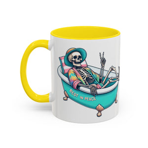 Rest in Peace Skeleton Coffee Mug - Fun Halloween Gift, Unique Home Decor, Hilarious Office Cup, Quirky Birthday Present, Spooky