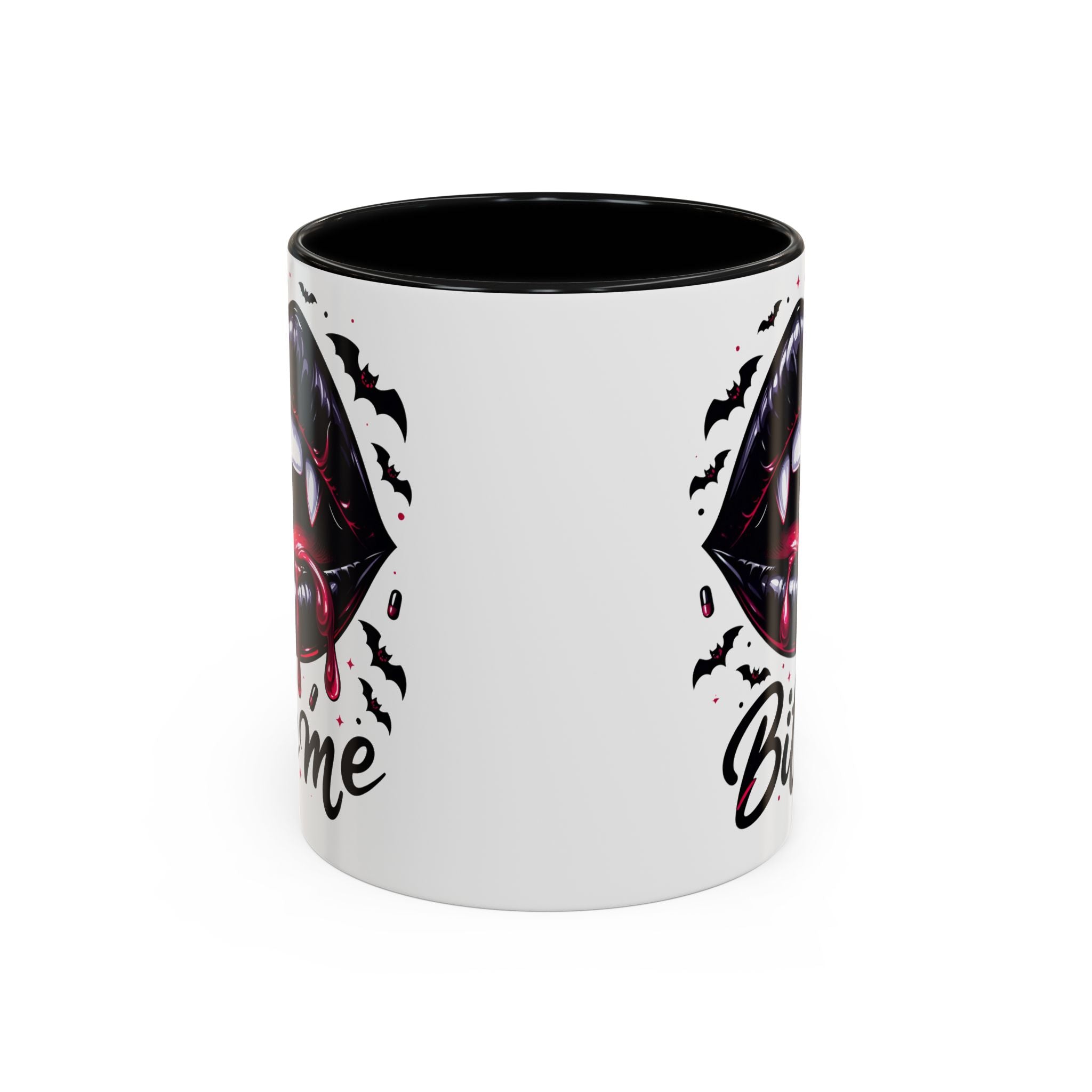 Vampire Themed Coffee Mug - "Bite Me"  halloween bats horror art cup