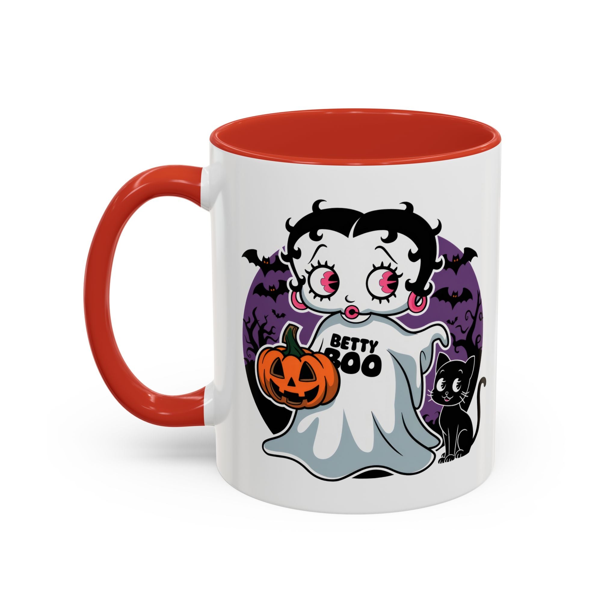 Betty Boo Halloween Ghost Mug — Cute Spooky Pumpkin & Black Cat Accent Coffee Cup