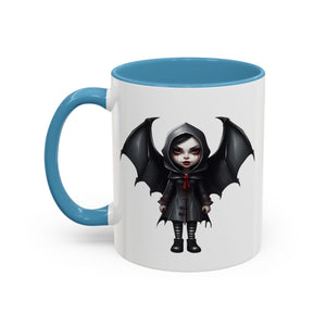 gothic vampire girl with wings horror art Accent Coffee Mug (11, 15oz) vamp14