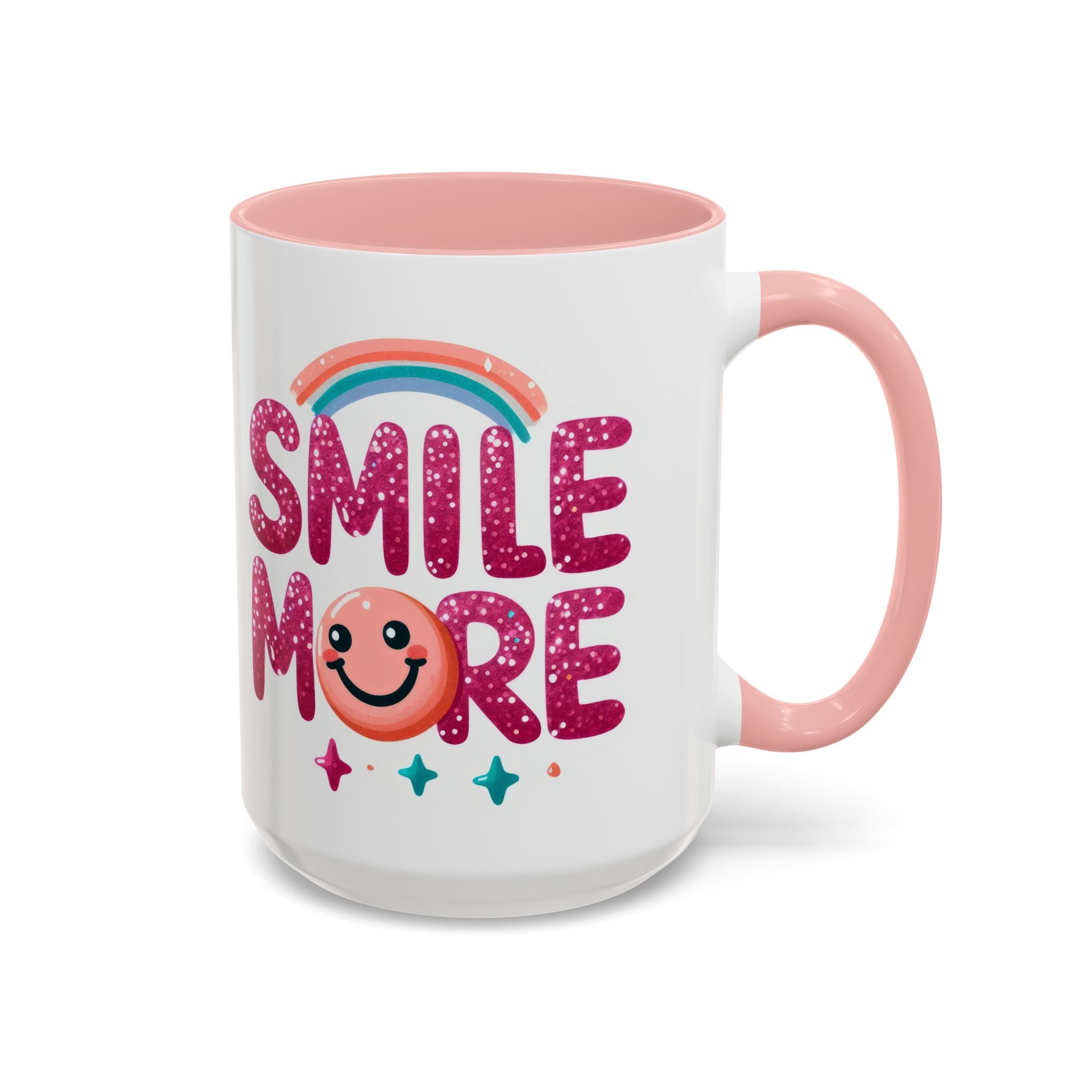 Smile More Coffee Mug – Cute Rainbow Smiley Accent Mug (11/15oz)
