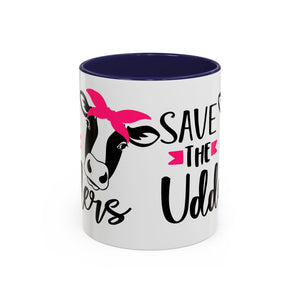 cancer awareness Cute Cow Mug - Save the Utters Coffee Cup, Gift for Animal Lovers,  Mug, Unique Birthday Gift