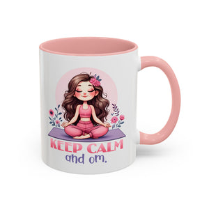 Relaxing Yoga Coffee Mug, Keep Calm and Om Mug, Inspirational Gift, Meditation Mug, Self-Care Coffee Cup, Yoga Lover's Gift