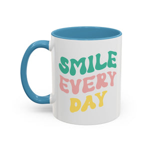 Accent Coffee Mug - "Smile Every Day" - Cheerful Drinkware for Coffee Lovers, Unique Gift for Birthdays, Housewarming, Self-Care