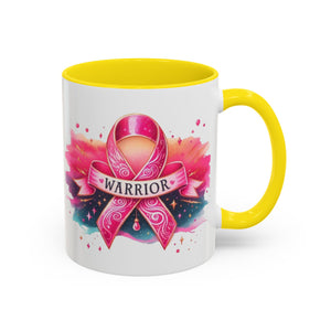 Pink Ribbon Warrior Coffee Mug, Support Breast Cancer Awareness Gift, Inspirational Mug, Cancer Survivor Merchandise, 11oz 15oz Mug